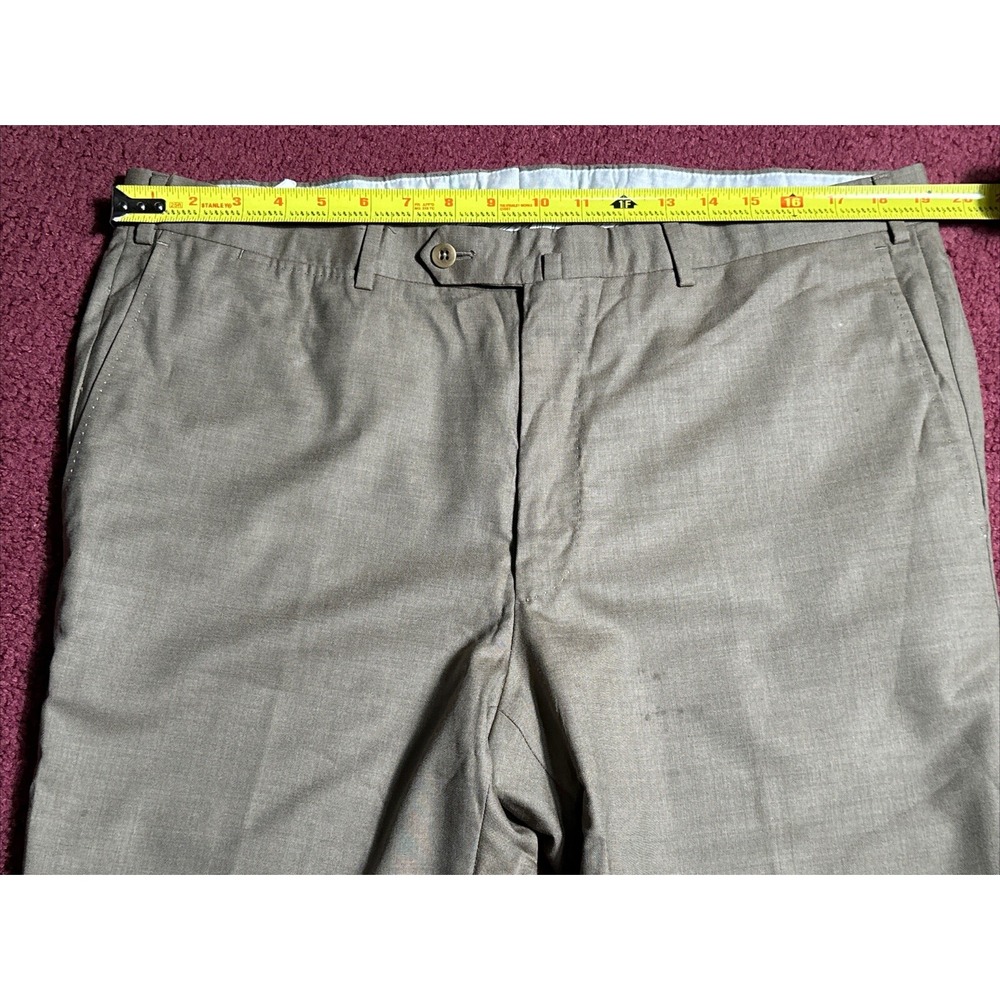 Ermenegildo Zegna Pants Mens 38/28 Light Brown 100% Wool Flat Front Dress Slacks - Picture 5 of 11